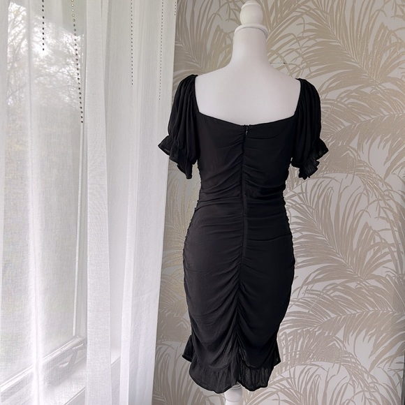 Cloud Ten Womens Sexy Short Sleeve Ruched Button Down Front Ruffle Mini Dress M - Picture 4 of 12